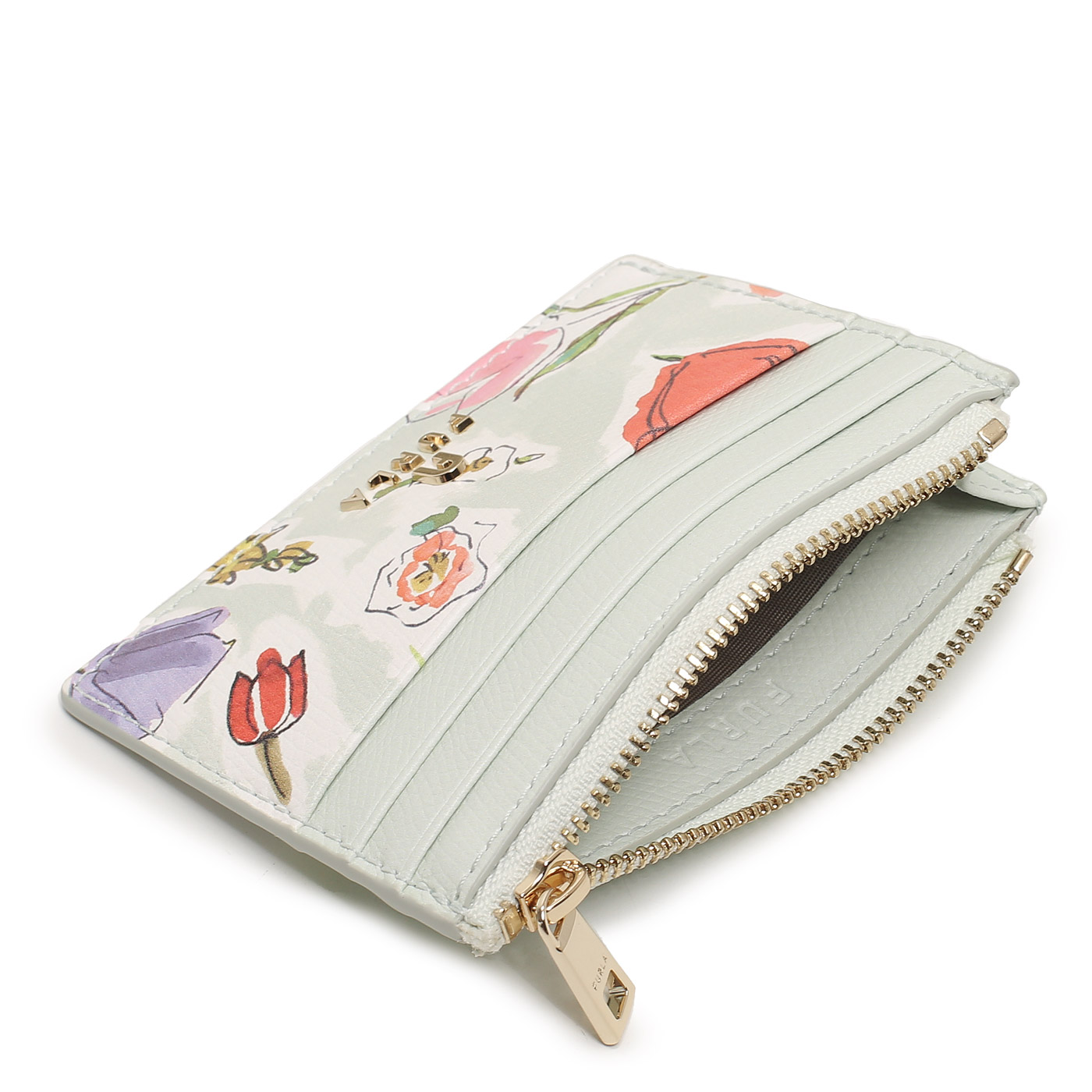 Кожаная визитница с принтом Furla Camelia