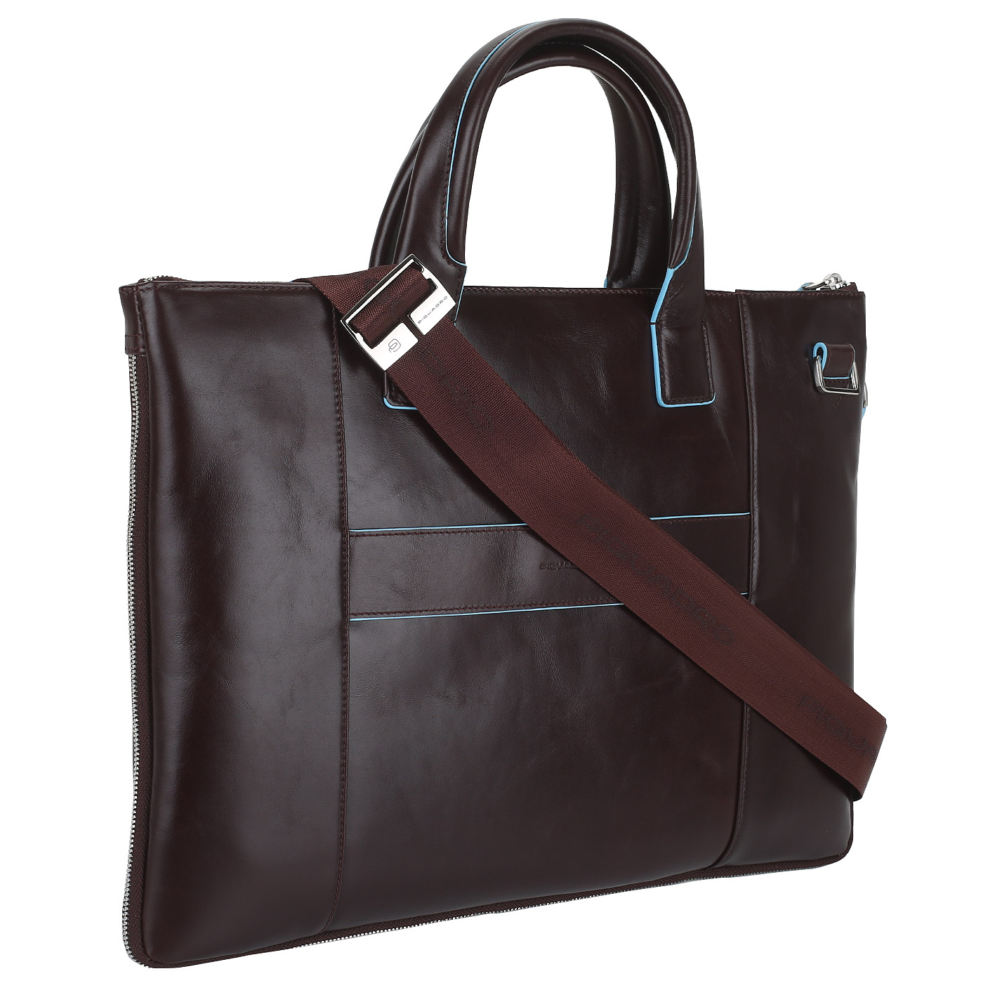 Деловая сумка из красно-коричневой кожи Piquadro Blue square