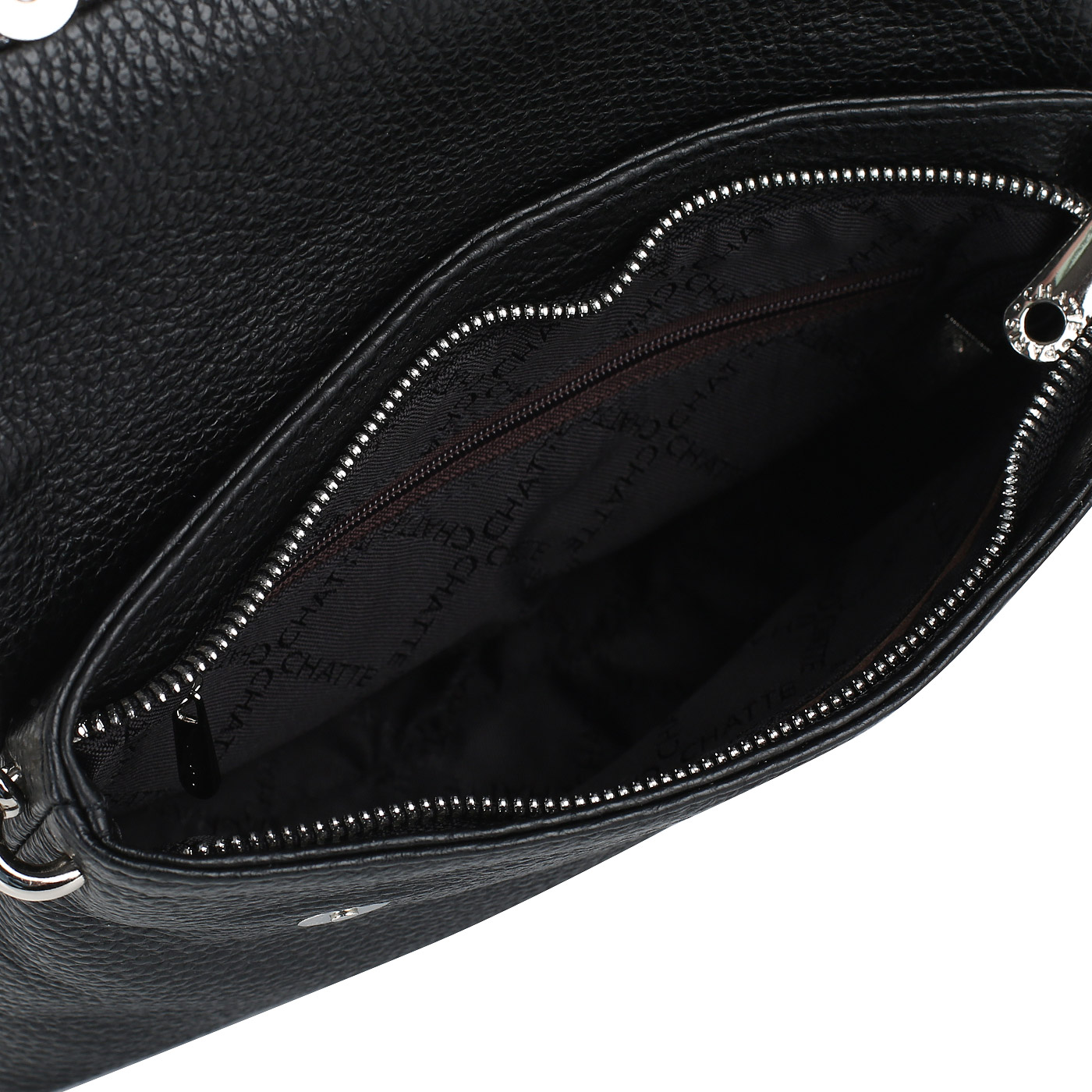Мягкая черная сумочка с откидным клапаном Chatte 